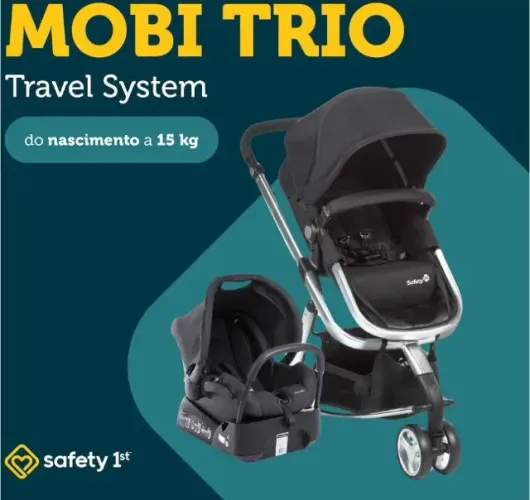 Carrinho Bebê + Bebê conforto + Suporte veicular - Travel System Mobi Trio Safety 1st
