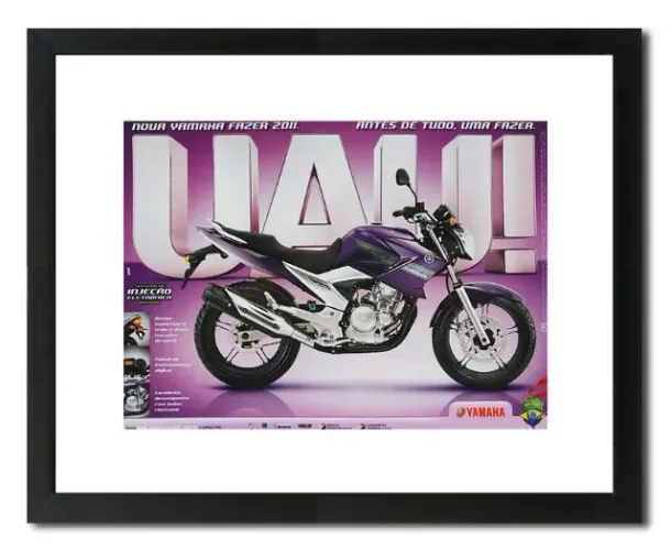 Yamaha Fazer 250 - Quadro / pôster decorativo com propaganda original de revista
