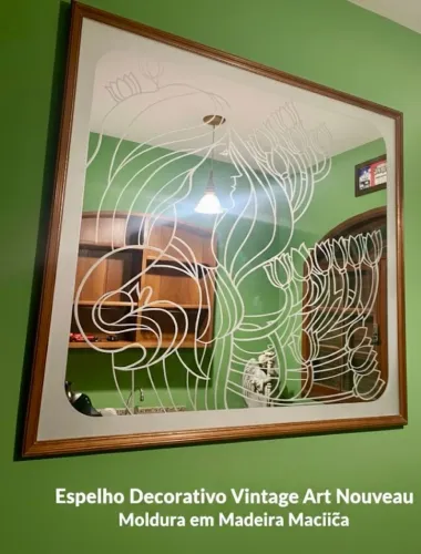 Espelho Decorativo com Moldura jateado de areia