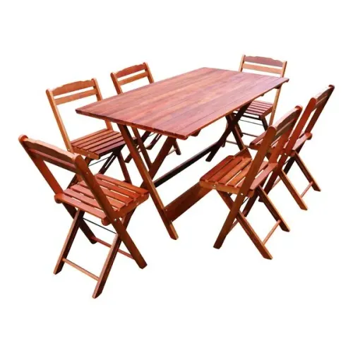 Mesa dobrável de madeira seis lugares para bar e restaurante 