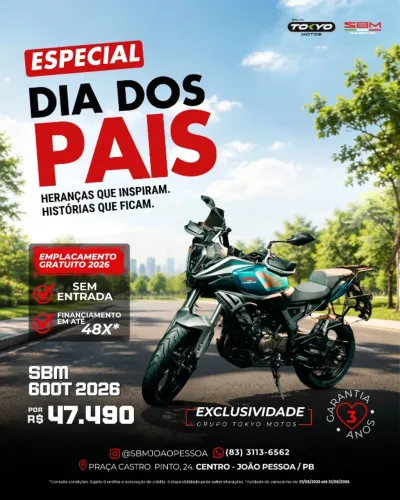 SBM 600T ABS 2026 - Com Condições Especiais no Financiamento