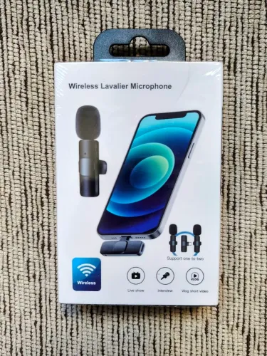 Microfone Lapela Duplo Sem Fio 2em1 Redução de Ruído