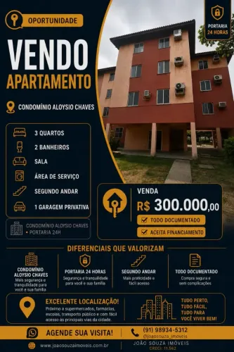 Vendo  apartamento  com 3 quartos garagem condomínio fechado  Aloysio Chaves em Condor - B