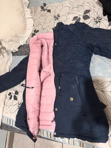 Parka dupla face colorida feminina casaco 