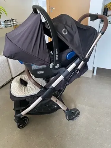 *Kit Travel System Maxi-Cosi, Eva³, Essential Black Champagne