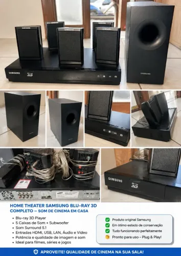 Home Theater Samsung Blu-ray 3D 5.1 (500W RMS) ? Perfeito Estado e Completo