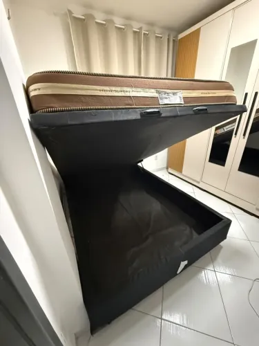 Cama Box com Baú e colchão ortopédico