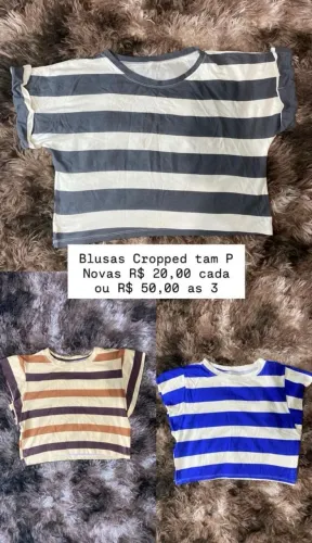 Kit de blusas estilo cropped listradas 