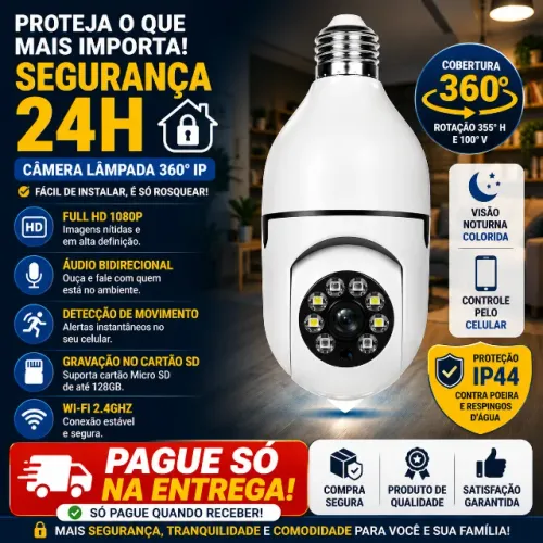 Câmera wi-fi ip sem fio giratória 360 
