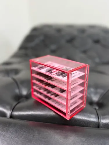 Organizador de cílios de acrílico rosa para lash designer