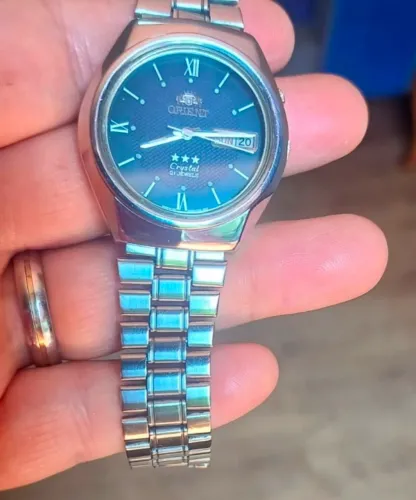 Relógio Orient Crystal Automático Vintage - Mostrador Azul Raro