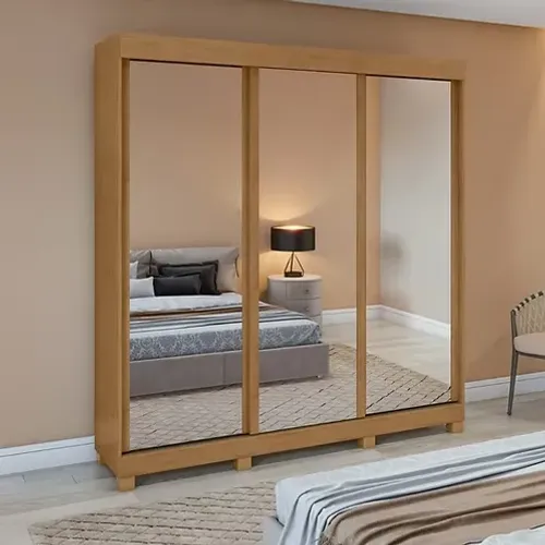 Roupeiro Saion Super Glass Espelho 3 Portas - Entrega e montagem Grátis p/ Fortaleza