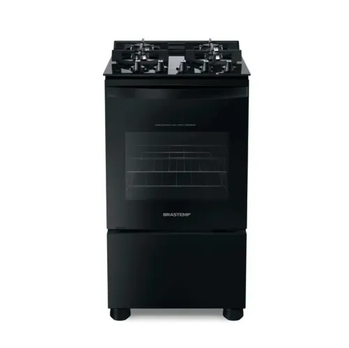 Fogão 4 Bocas Vidro Grade Dupla Bfo4vae Preto Brastemp