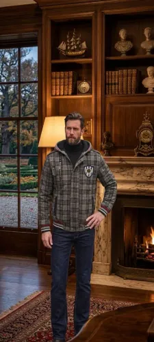 Jaqueta masculina lã acrílica para inverno