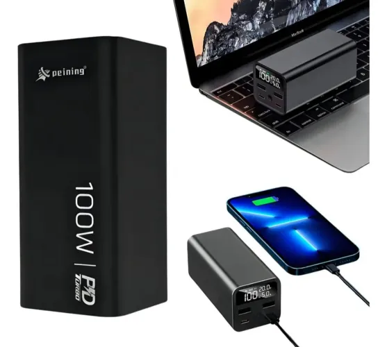 Power Bank 20.000mah Carregador Turbo 100w Notebook E Macbook Com Display Led
