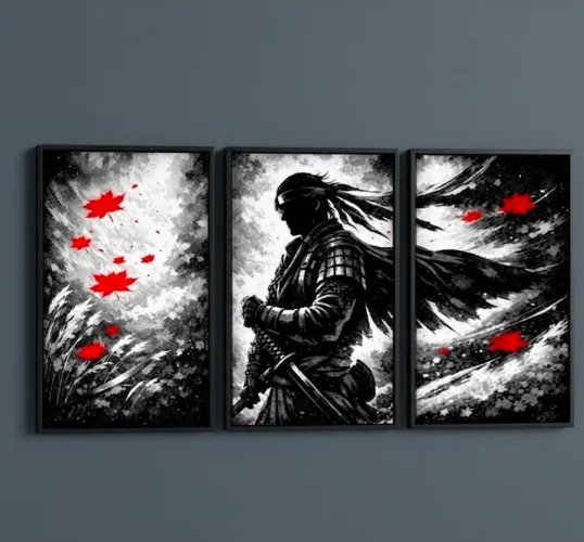 Quadro Samurai - MDF  62cm X 30cm 