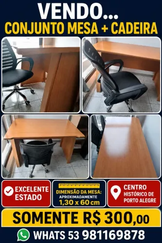 Conjunto mesa e cadeira. Excelente estado.
