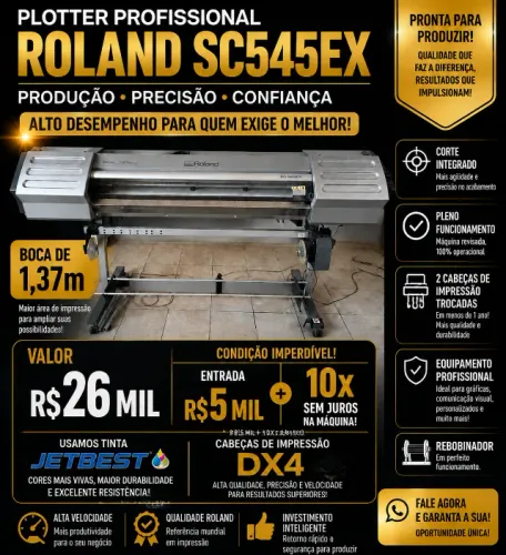 Roland SC-545EX 1,37m Impressão e Corte - 2 Cabeças DX4 Novas - Parcelamento