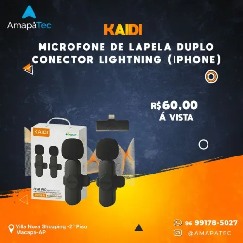 Microfone de Lapela Duplo Sem Fio Iphone