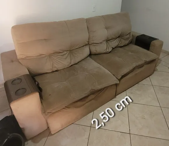 Sofá Retrátil 2,50m Higienizado + Brinde (Aceito Cartão/Pix)