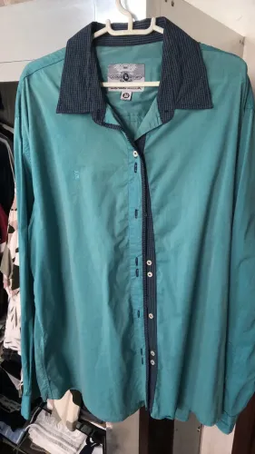Camisa social azul petróleo GG