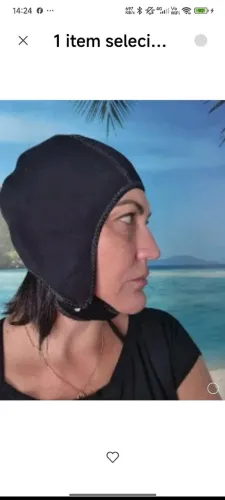 Toca de mergulho de neoprene feminina, banda de queixo ajustável para mergulho cor preta.