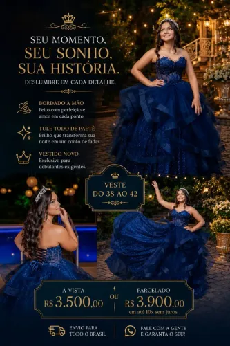 Vestido de debutante tamanho 38 /. 42 perfeito bordado a mão
