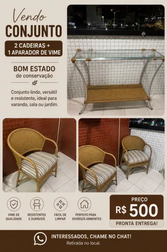 Cadeira + aparador vime