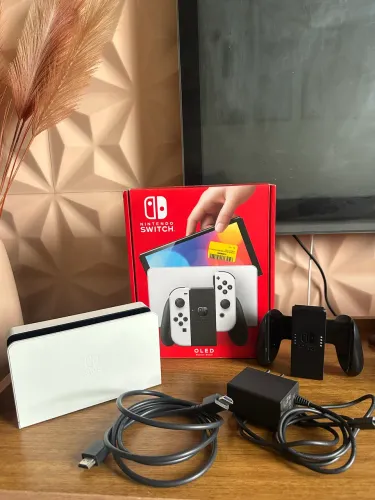 Dock Nintendo Switch Oled Branco + Fonte Original + HDMI original + suporte  Joycon