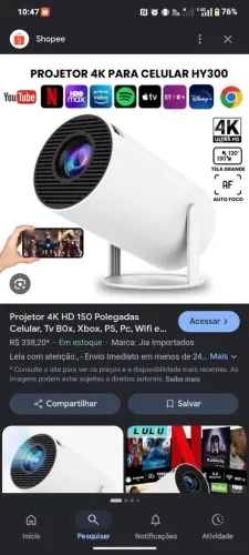 Projetor 4k hy300