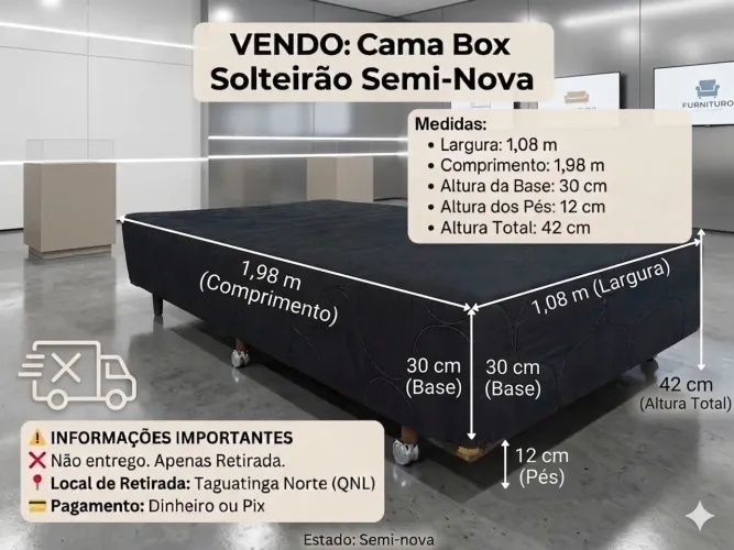 Base Box Solteirão Semi-Nova somente a base não tem colchão