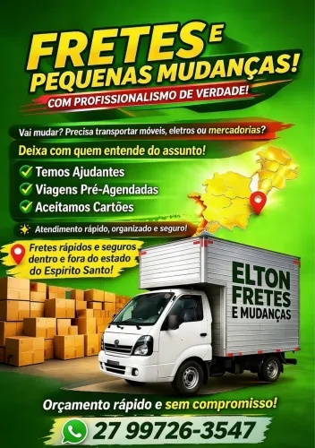 Elton fretes e mudanças PARA DENTRO E FORA DO ESTADO ! 