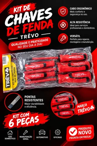 Kit Chaves de Fenda 6 Peças TREVO - NOVO