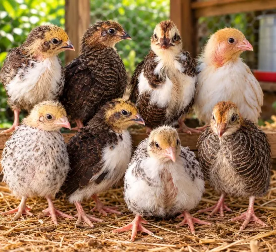 Codornas gigantes com 15 dias de vida 