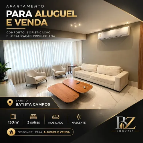 3 suítes - área de lazer completa - Batista Campos R$ 7.000 + taxas.