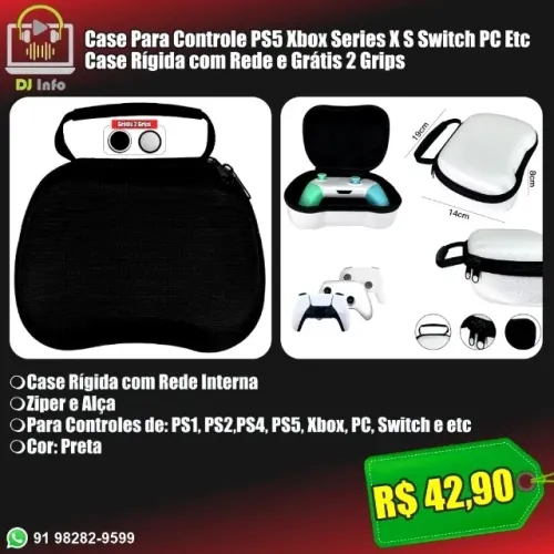 Case Para Controle PS5 Xbox Series X S Switch PC Etc Caase Rígida com Rede e Grátis 2 Grip
