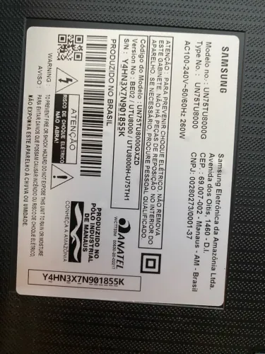 Tv Samsung 75 com defeito 