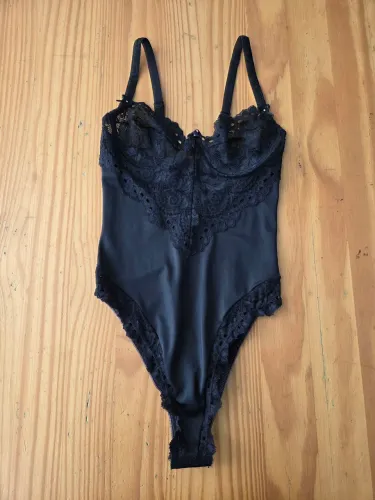 vintage corset body renda preto de millus 44