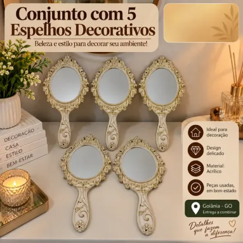 Conjunto com 5 espelhos decorativos.