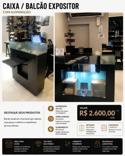MÓVEIS DE LOJA DE ALTO PADRÃO - BIJUTERIAS / SEMIJOIAS / JOALHERIA