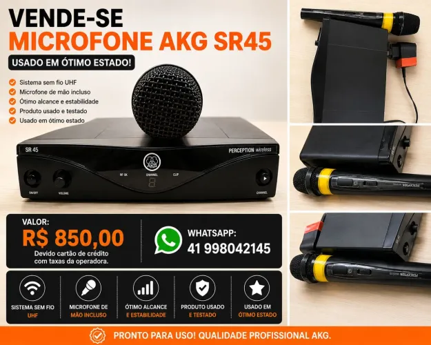 Vendo microfone AKG 45 , usado em bom estado funcionado . Não estou usando