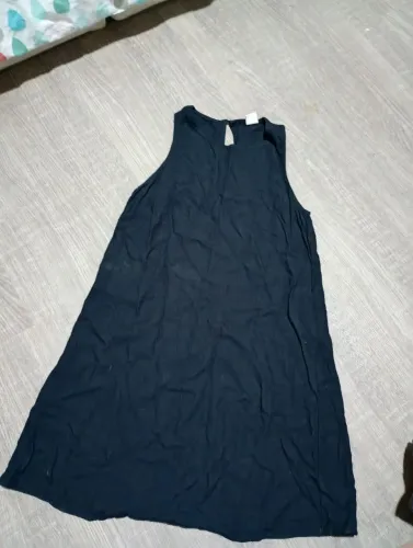 Vestido curto preto basico, viscose de linho, Hering, tamanho XP adulto