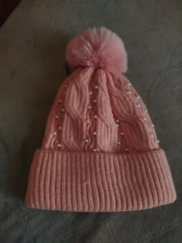 Touca de lã rosa 