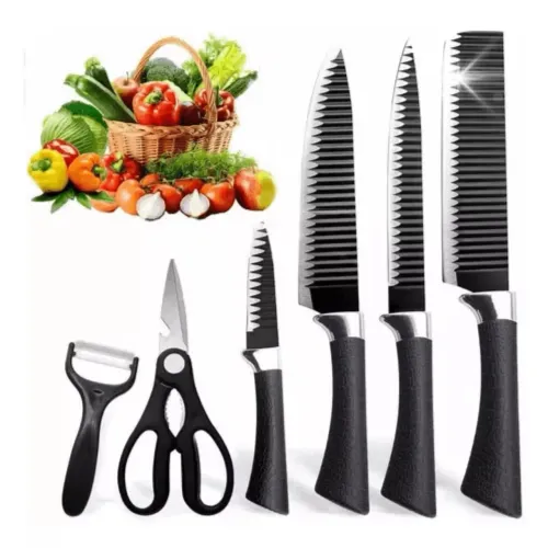 Kit Jogo De Facas Profissional 6 Peças Aço Inox Cozinha