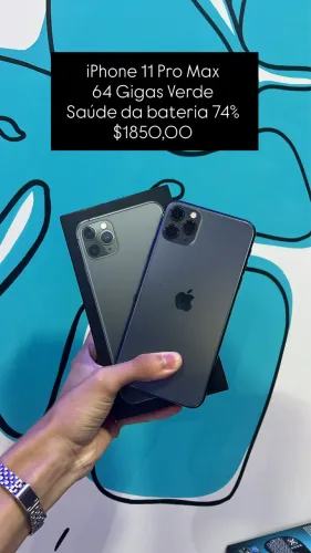 iPhone 11 Pro Max / 64 Gigas / saúde da bateria 74% / Verde