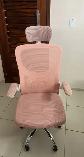 Cadeira de Escritório Vegas Mesh com suporte de cabeça - Rosa