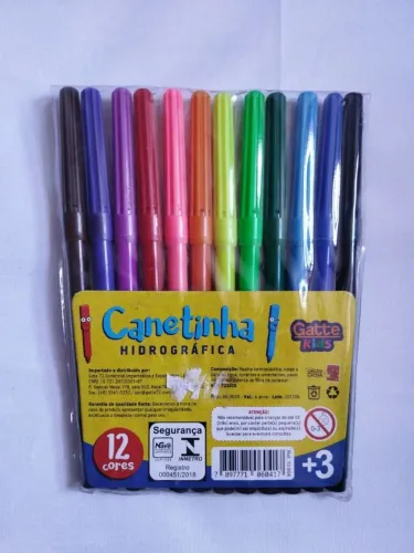 canetinha hidrográfica gatte kids 12 cores