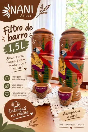 Filtro de barro 1,5 litros - Inspiração farm - Nani artes