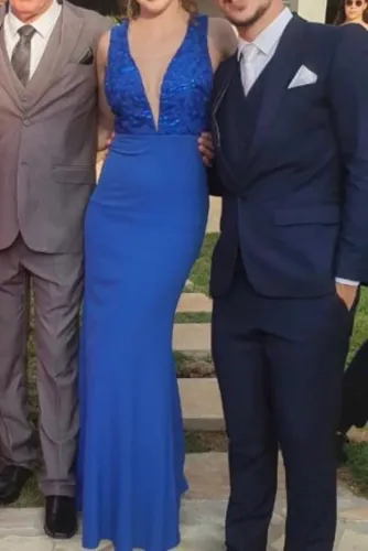 Vestido longo de festa Azul Royal P