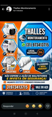 Instalação de câmeras, alarmes e concertinas